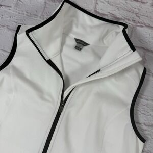 Eddie Bauer Vest Womens Large After Burn Polyester White Black Trim Soft Shell
